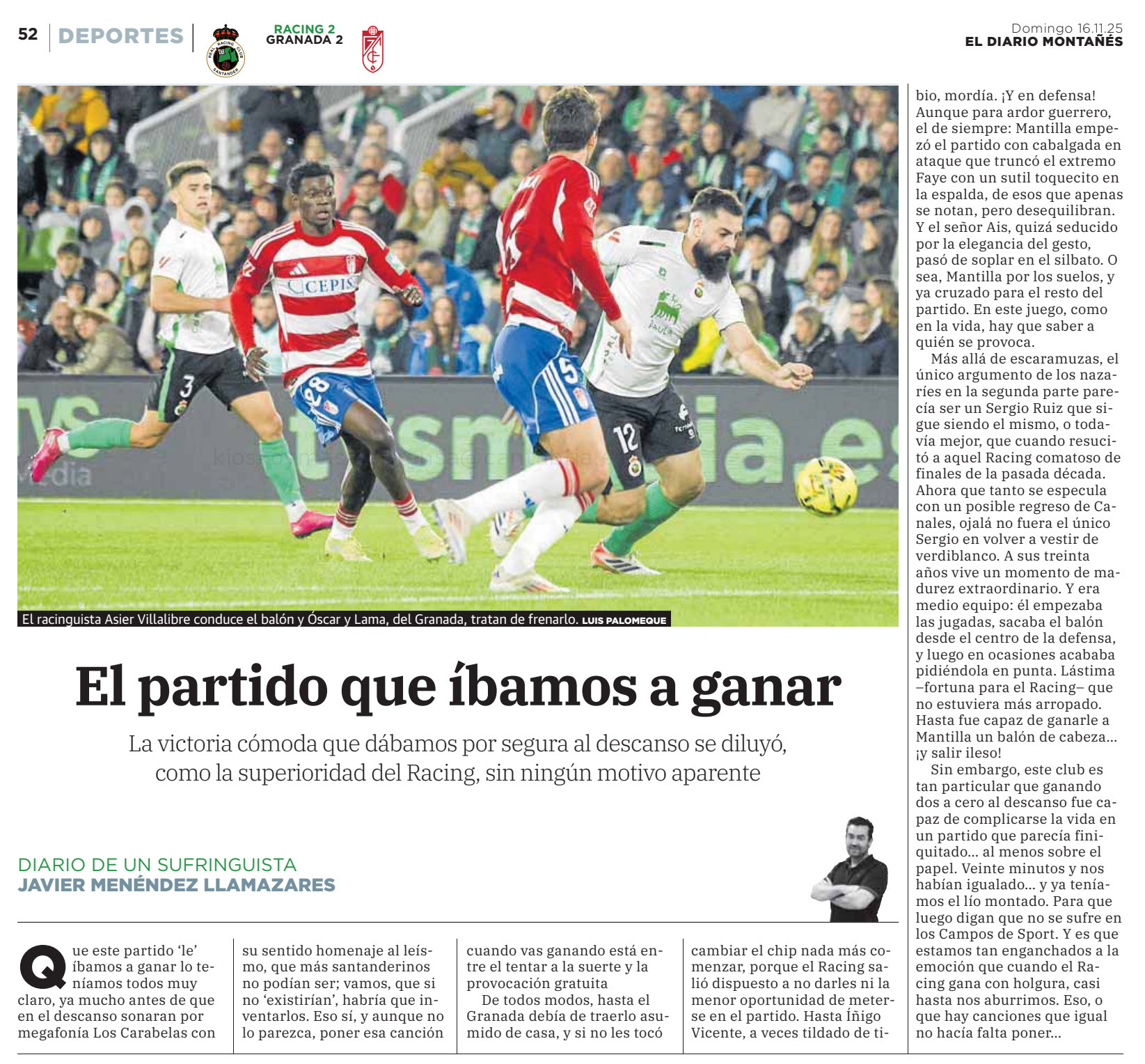 El partido que íbamos a ganar